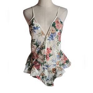 Victoria's Secret Gold Label Vintage White Floral Camisole Bodysuit